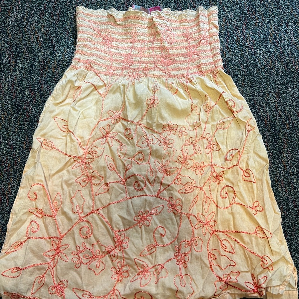 Strapless Floral Embroidered Dress